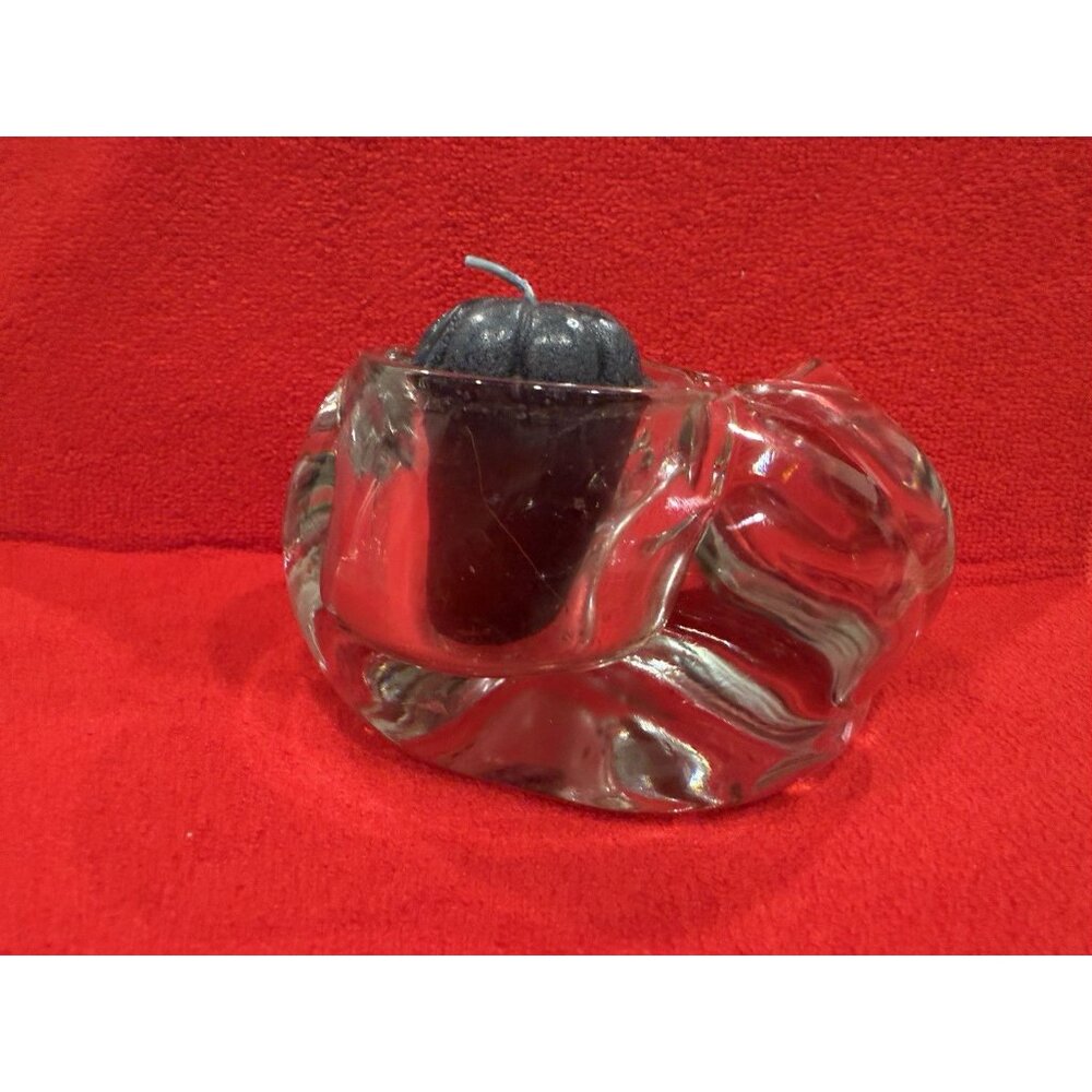 Vintage INDIANA GLASS Clear Sleeping Cat/Kitten Votive Candle Holder - Picture 5 of 9